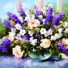 Схема вышивки «Букет в стеклянной вазе»