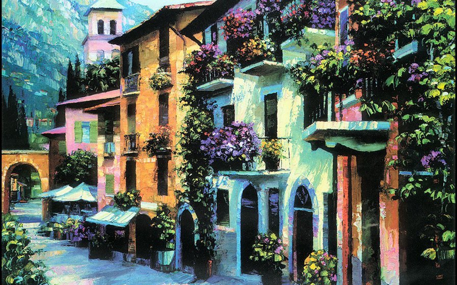 улочка - балкон, городок, улочка - оригинал