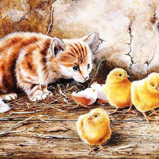 Схема вышивки «кошка-нянька»