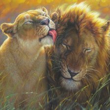 Схема вышивки «Лев и львица»