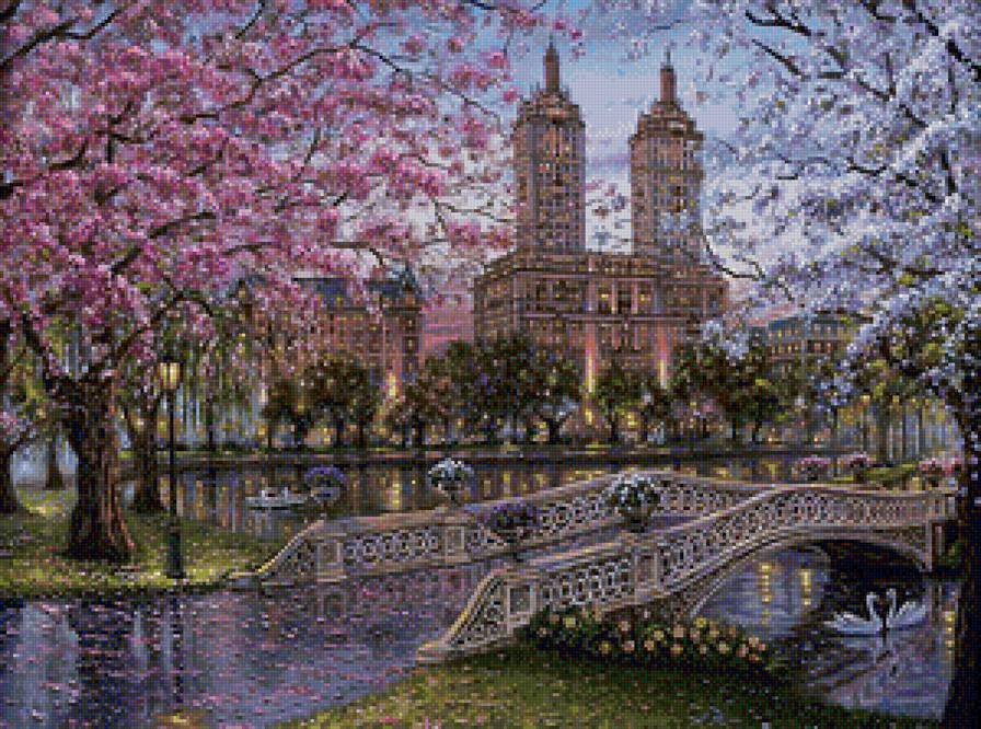 Городской пейзаж - вышивка крестом - предпросмотр