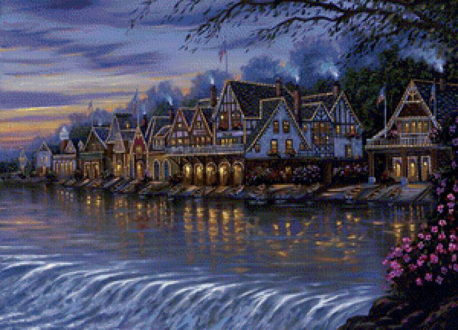 Городской пейзаж - вышивка крестом - предпросмотр