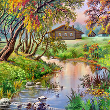 Схема вышивки «сказочный пейзаж»