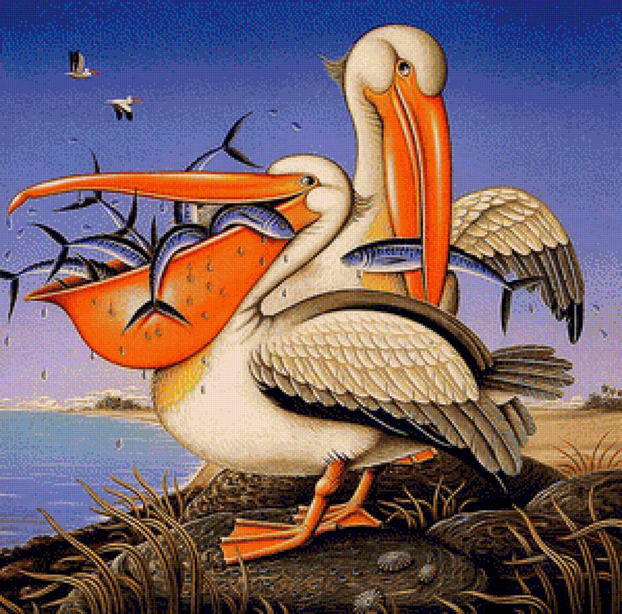 Серия "Пташка" - рыбалка, море, пеликан - предпросмотр