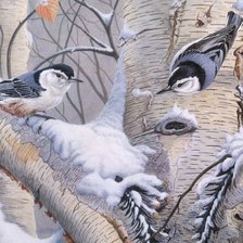 Схема вышивки «зимние пташки»