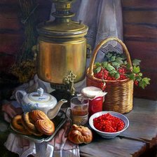 Схема вышивки «самовар и смородина»