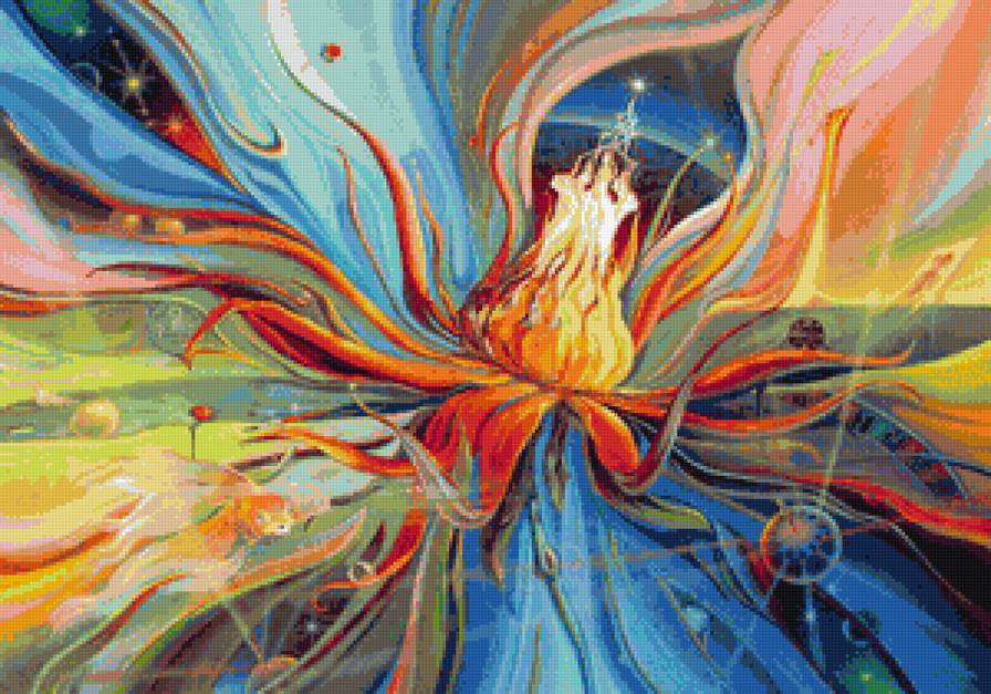 Цветок, Рыбка, цвет - предпросмотр