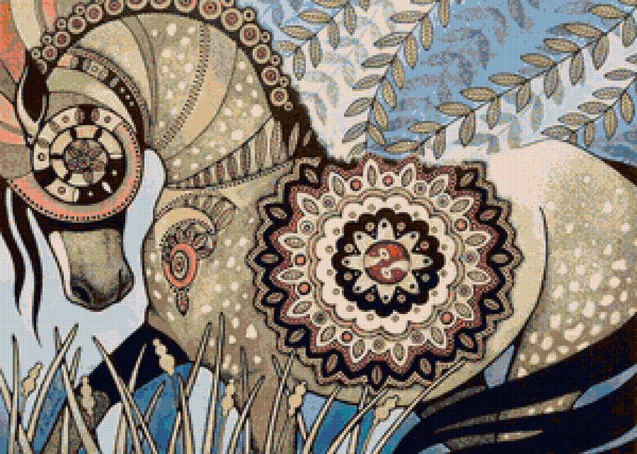 Лошадь - лошадь, ива, арт - предпросмотр