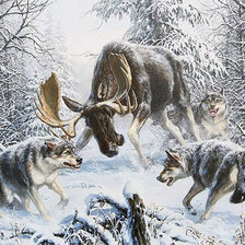 Схема вышивки «Охота стаи»