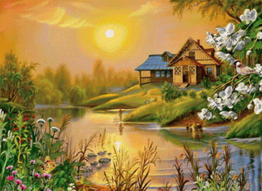 сказочный пейзаж - природа, пруд, пейзаж - предпросмотр