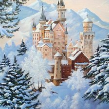 Схема вышивки «замок в горах»