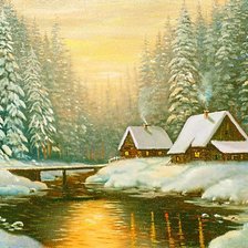 Схема вышивки «зимний пейзаж»