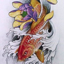 Схема вышивки «карп»