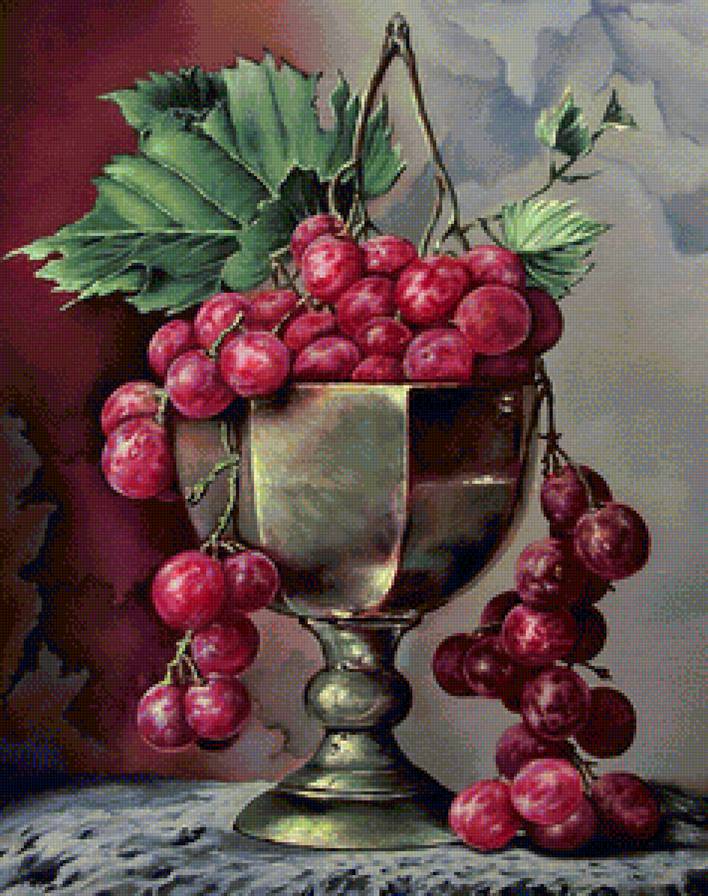 Натюрморт - натюрморт, виноград, бокал - предпросмотр