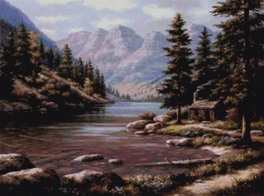 Горный пейзаж - пейзаж, природа, река, горы - предпросмотр