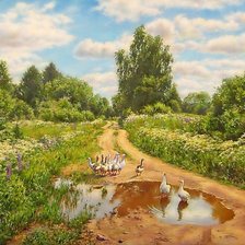 Схема вышивки «гуси»