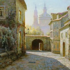 Схема вышивки «городской дворик»