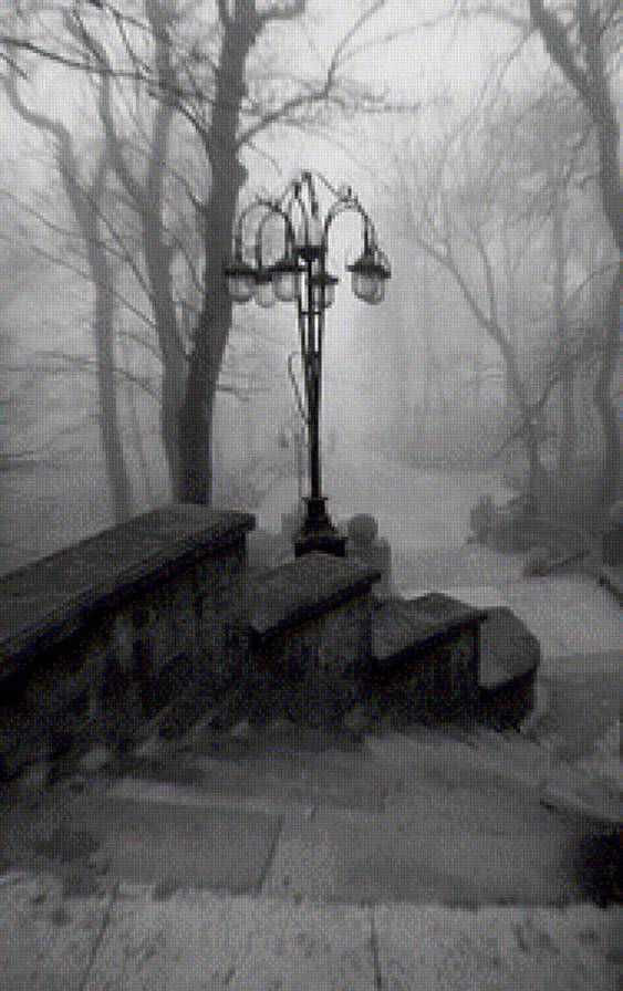 лестница в парке - черно-белое - предпросмотр