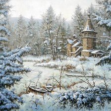 Схема вышивки «зимний пейзаж»