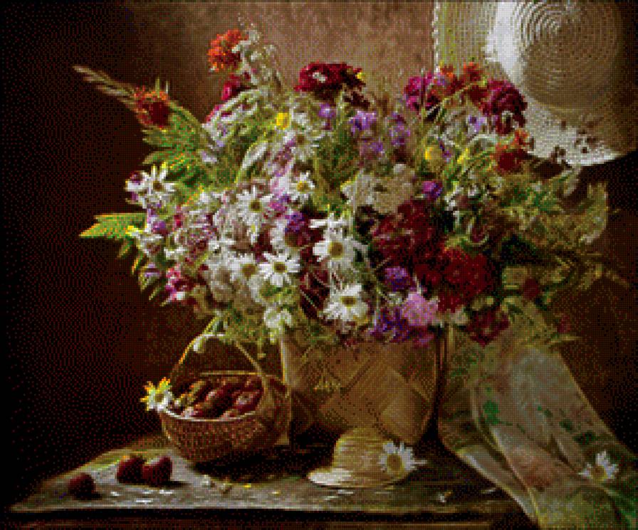 Натюрморт2 - цветы, шляпа, ягода, натюрморт - предпросмотр