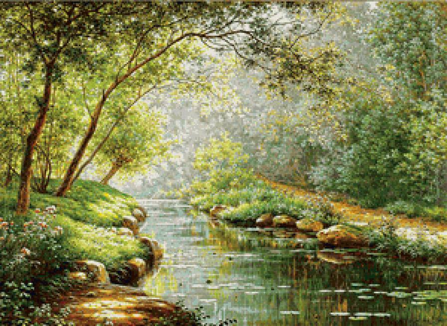 речка - лес, лето, природа, река, пейзаж - предпросмотр