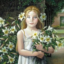 Схема вышивки «девочка с лилиями»