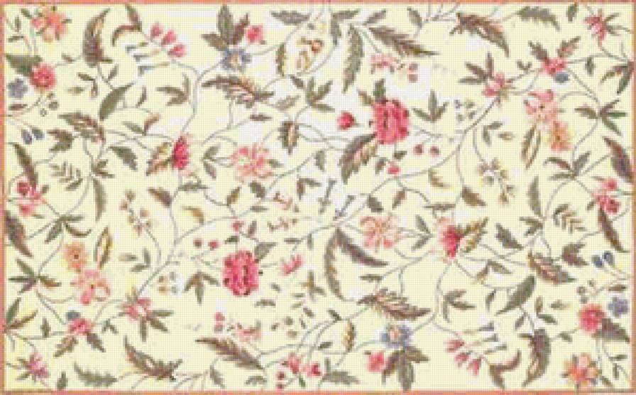 старинный рисунок - подушка, цветы - предпросмотр