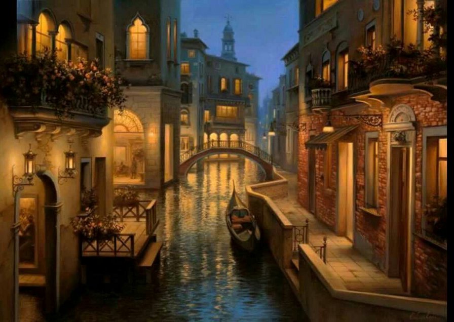 Городской пейзаж - вышивка крестом - оригинал