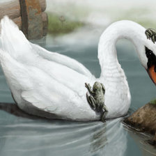 Схема вышивки «лебедь и жабка»