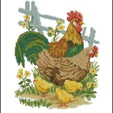Схема вышивки «Петушок и семейство»