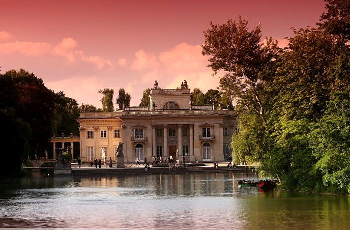 дворец у пруда - дворец, парк, пруд - оригинал