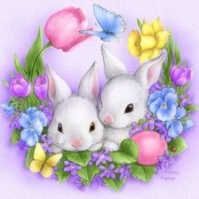 Схема вышивки «Пасхальные кролики»