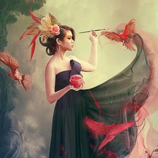 Схема вышивки «Девушка с красками»