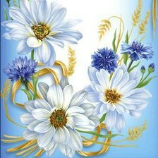 Схема вышивки «ромашки и васильки»