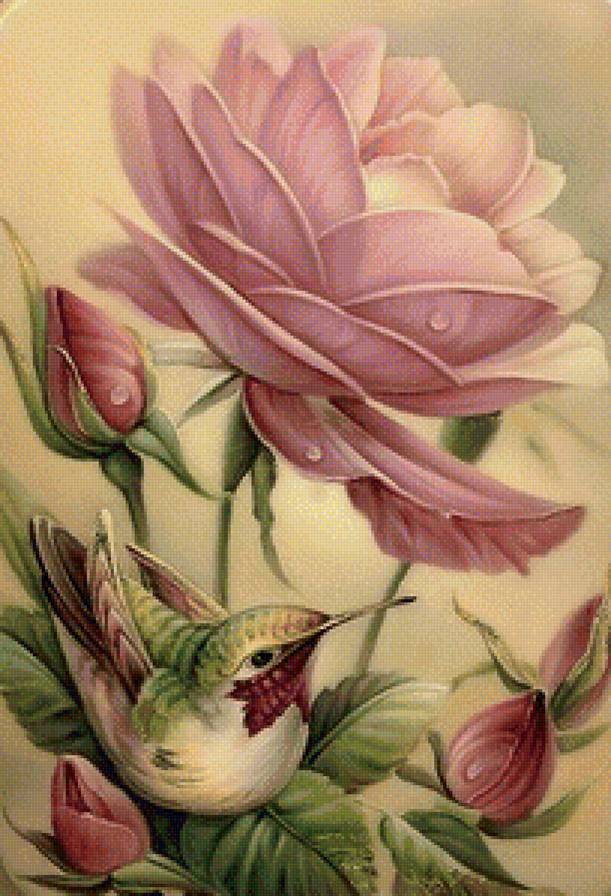 птичка - природа, птицы, цветы - предпросмотр