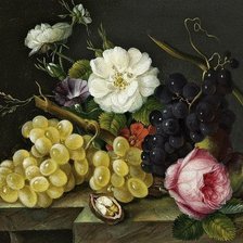 Схема вышивки «натюрморт с виноградом»