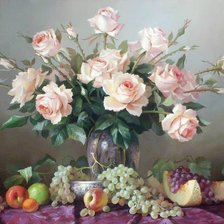 Схема вышивки «натюрморт с розами»