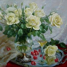 Схема вышивки «натюрморт с розами»