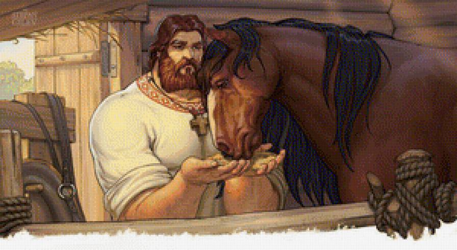 богатырь земли русской - картина, природа, животные, люди, лошади - предпросмотр