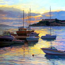 Схема вышивки «Лодки на закате»