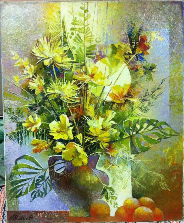 Радаев Цветы и апельсины - натюрморт - оригинал
