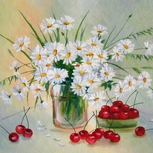 Схема вышивки «натюрморт с ромашками»