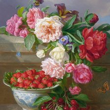 Схема вышивки «натюрморт с вишней»