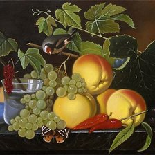 Схема вышивки «натюрморт с птичкой»