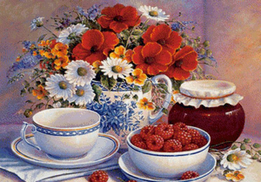 натюрморт - ягоды, картина, цветы, натюрморт - предпросмотр