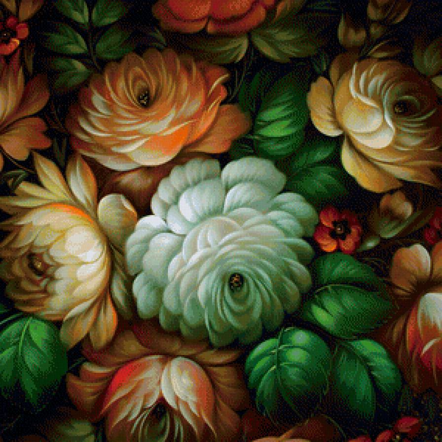 вариант для подушки - цветы, подушка - предпросмотр