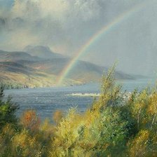 Схема вышивки «пейзаж с радугой»