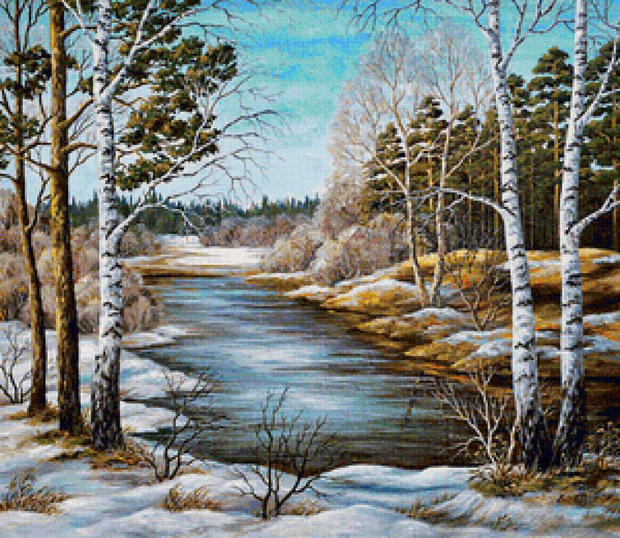 "Весна идёт - весне дорогу!" - река, снег, весна, лес, пейзаж - предпросмотр