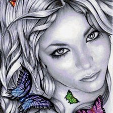 Схема вышивки «девушка монохром»