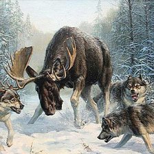 Схема вышивки «охота на лося»